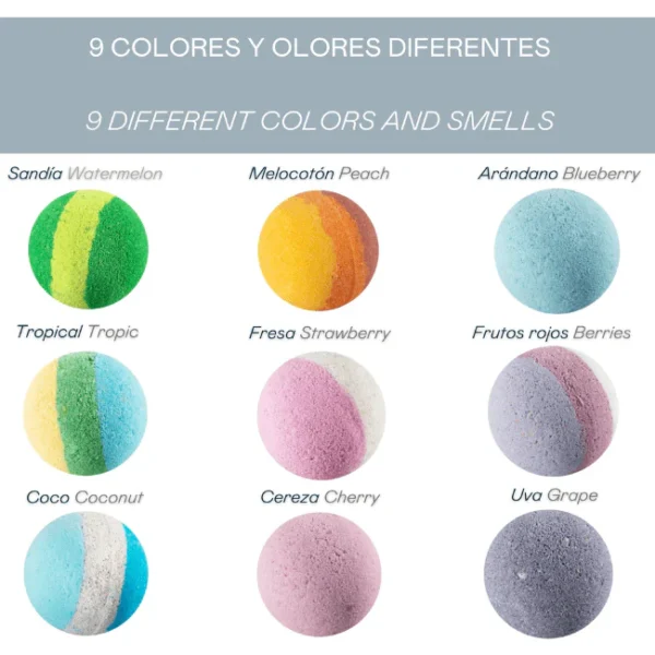 Kit de 9 Bombas de Baño Efervescentes 100g – Aromaterapia Relajante con Ingredientes Naturales | Regalo Perfecto para Spa en Casa  ¿Te - Imagen 4